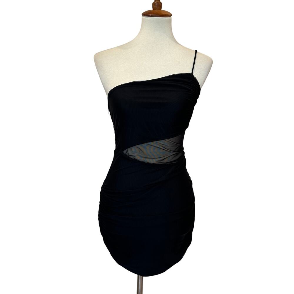 Revolve Superdown One Shoulder Mesh Mini Dress Bl… - image 5